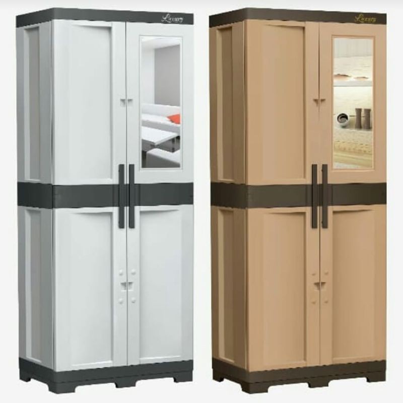 Lemari plastik 2 pintu kaca