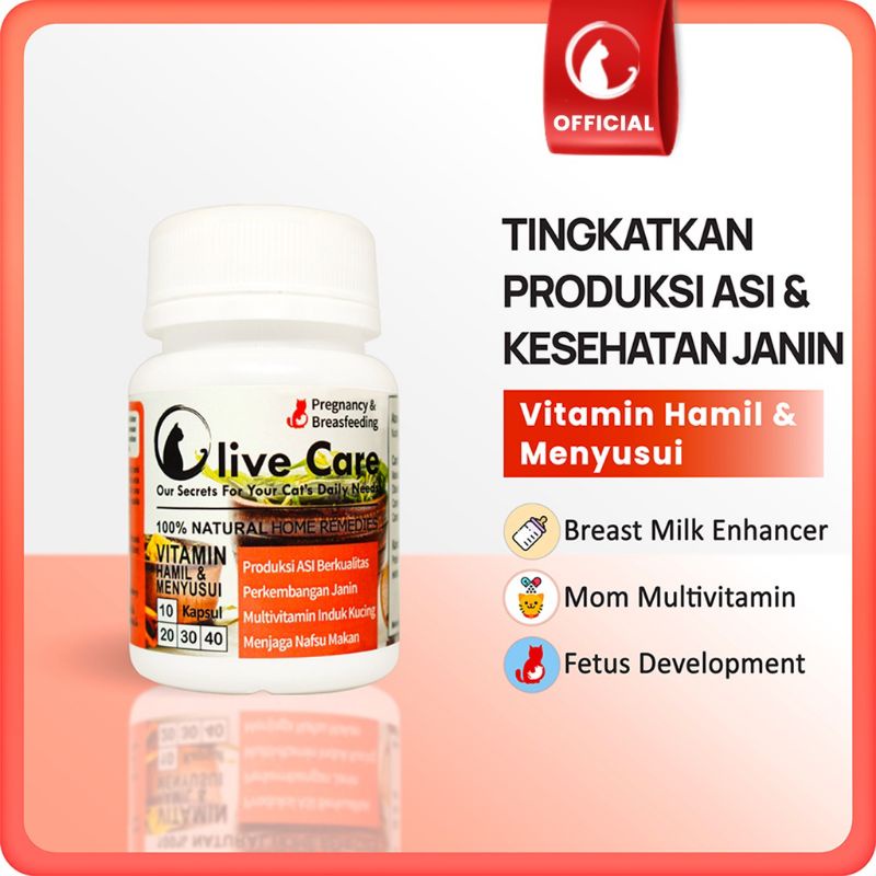 Olive Care Ecer Vitamin Kucing Hamil dan Menyusui Untuk Meningkatkan Produksi Asi dan Kesehatan Janin