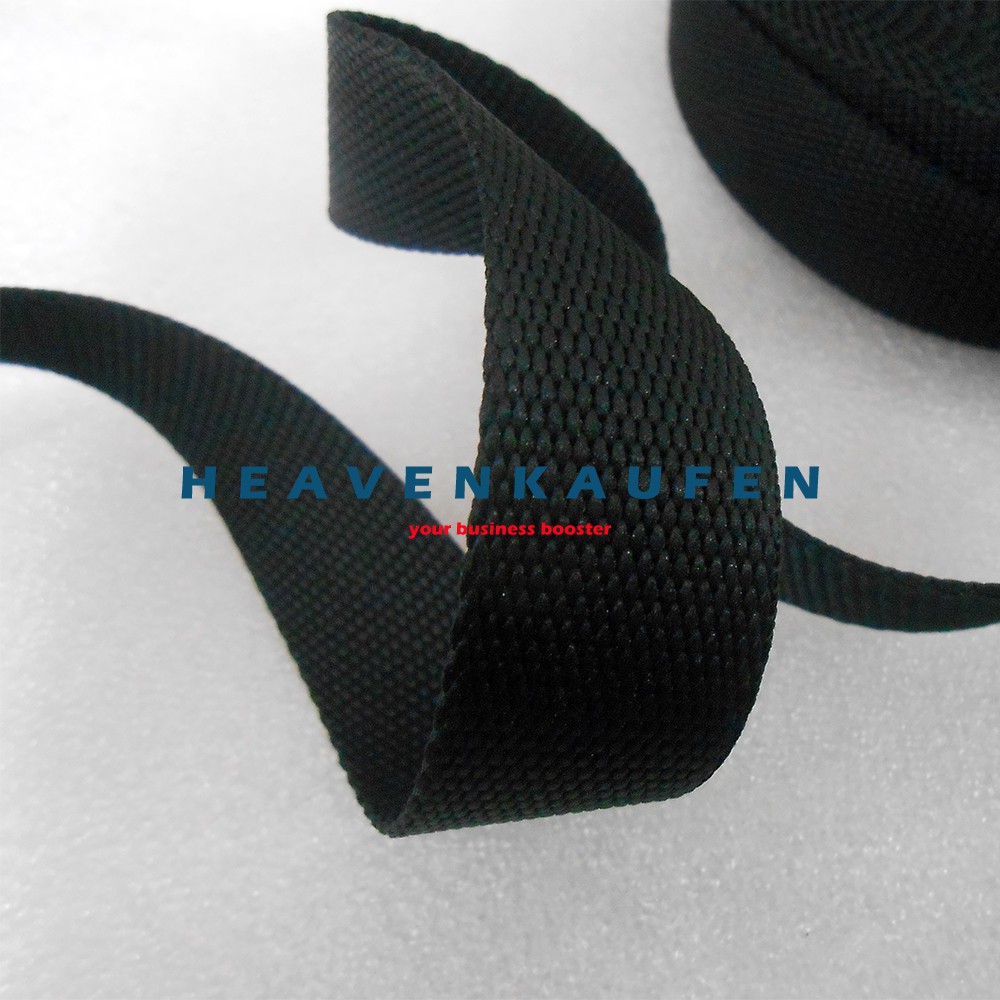 Webbing Tas YKK Lebar 2,5 cm Polyester Warna Hitam Harga Per Meter