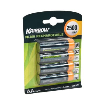 Krisbow baterai charge tipe AA 2500 mAh 4 pcs Dan 1000 mAh 4 pcs/Baterai Krisbow/Baterai Charge