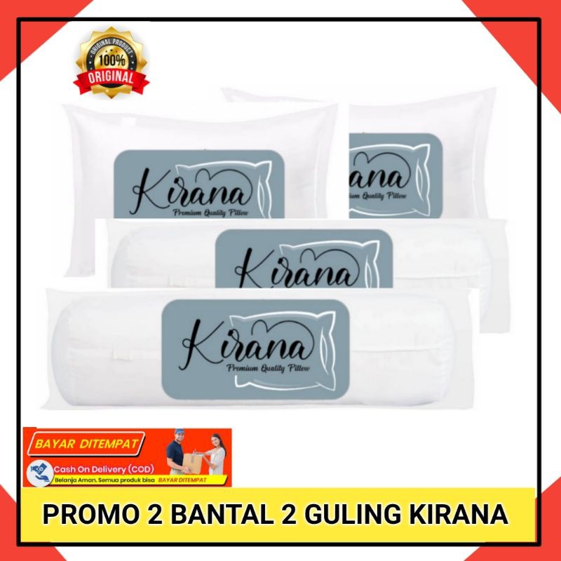 2 Bantal 2 Guling Kirana Hollow Silikonized Fiber Bantal Guling Set Bantal Tidur Kepala Hotel