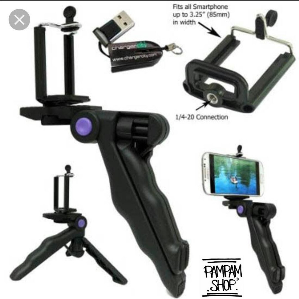 Mini Tripod HANDLE Folding 2 In 1 Vlog Smartphone Stabilizer Camera Kamera Smartphone Gagang Tongsis