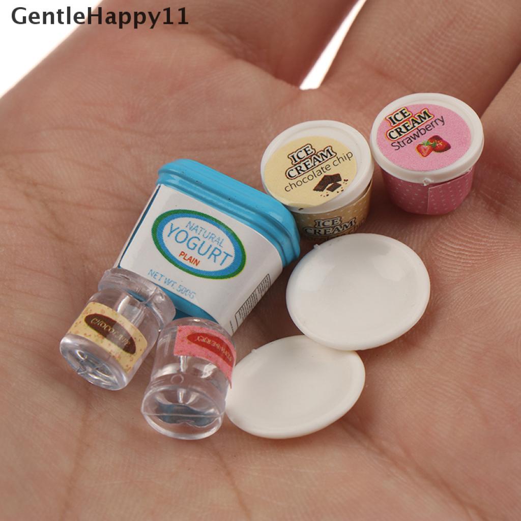 Gentlehappy 7Pcs / Set Mainan Miniatur Yogurt / Es Krim Untuk Aksesoris Dapur Rumah Boneka