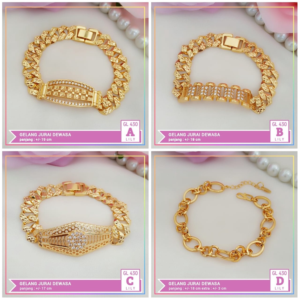Gelang xuping gelang dewasa permata zirqon rantai sisik naga full mata perhiasan lapis emas gold GL 430