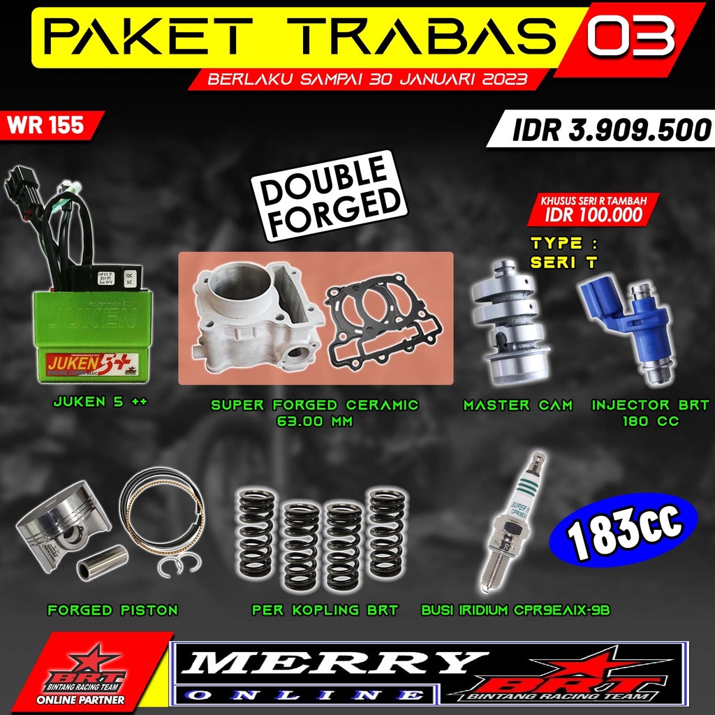 Trabas 3 BRT WR 155 R15 VVA V3 Bore Up Blok Ceramic 63mm Juken 5++ Injektor Cam Per Kopling