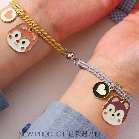 OVERFLOWS.ID 2Pcs Sepasang Gelang Tali Karet Magnet Desain Astronot Kuromi Cinnamorol Untuk Pria Dan Wanita