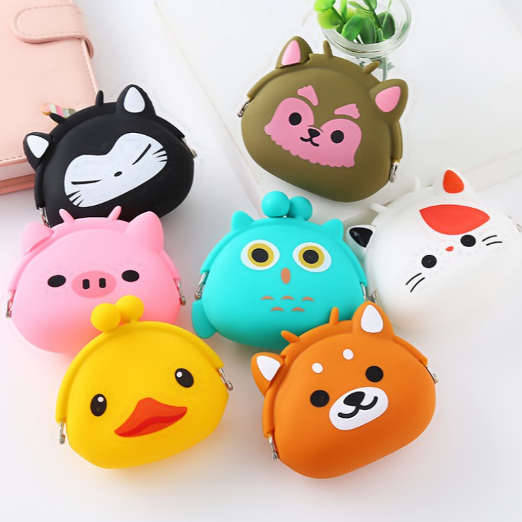 Rinmarket Dompet Koin Anak / Pouch Silikon Karakter Dompet Coin Jelly Unik