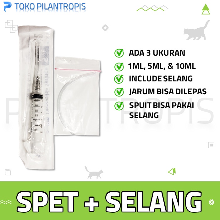 SPUIT 1ML 5ML 10ML SPET LOLOHAN SUNTIKAN DENGAN SELANG SYRINGE SPETAN FEEDING KIT KUCING ANJING ALAT BANTU MINUM SUSU BAYI KUCING BARU LAHIR 0-2 BULAN KITTEN