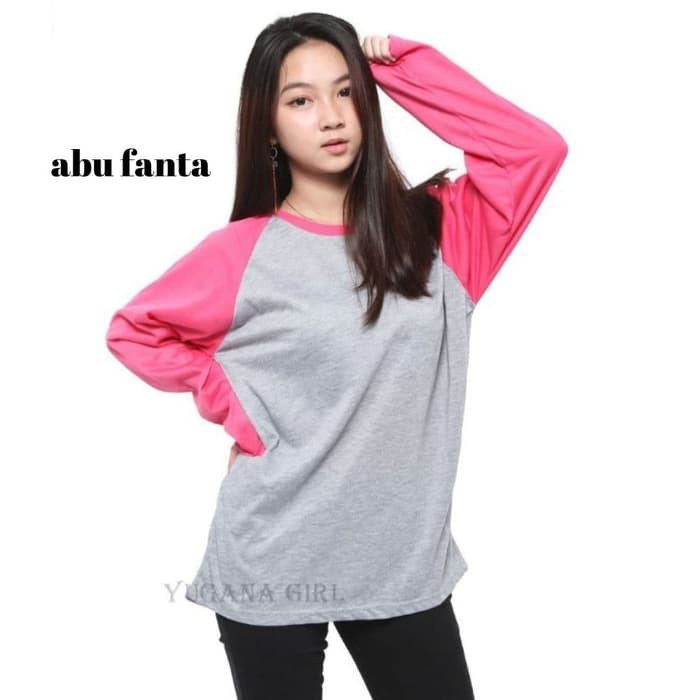 Kaos Lengan Panjang Wanita Jumbo Raglan Dua Warna Ks290