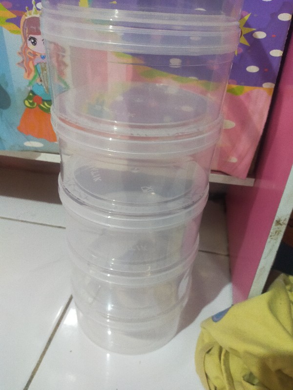 (6pcs) Wadah Plastik Tempat Makanan 500 Gr Batik Food Grade Toples Bulat Warna Kontainer