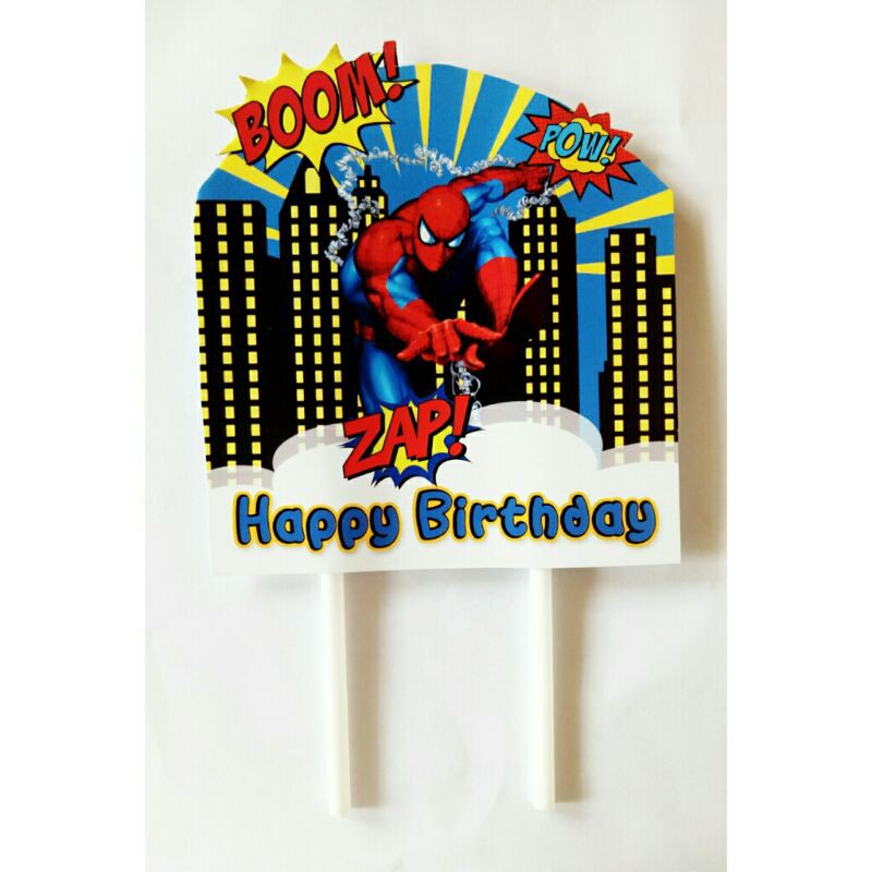 Topper hiasan kue ulang tahun karakter spiderman