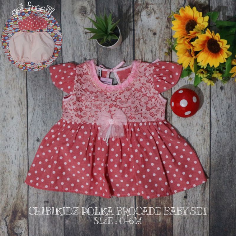 CHIBIKIDZ POLKA BROCADE BABY SET (0-6M)