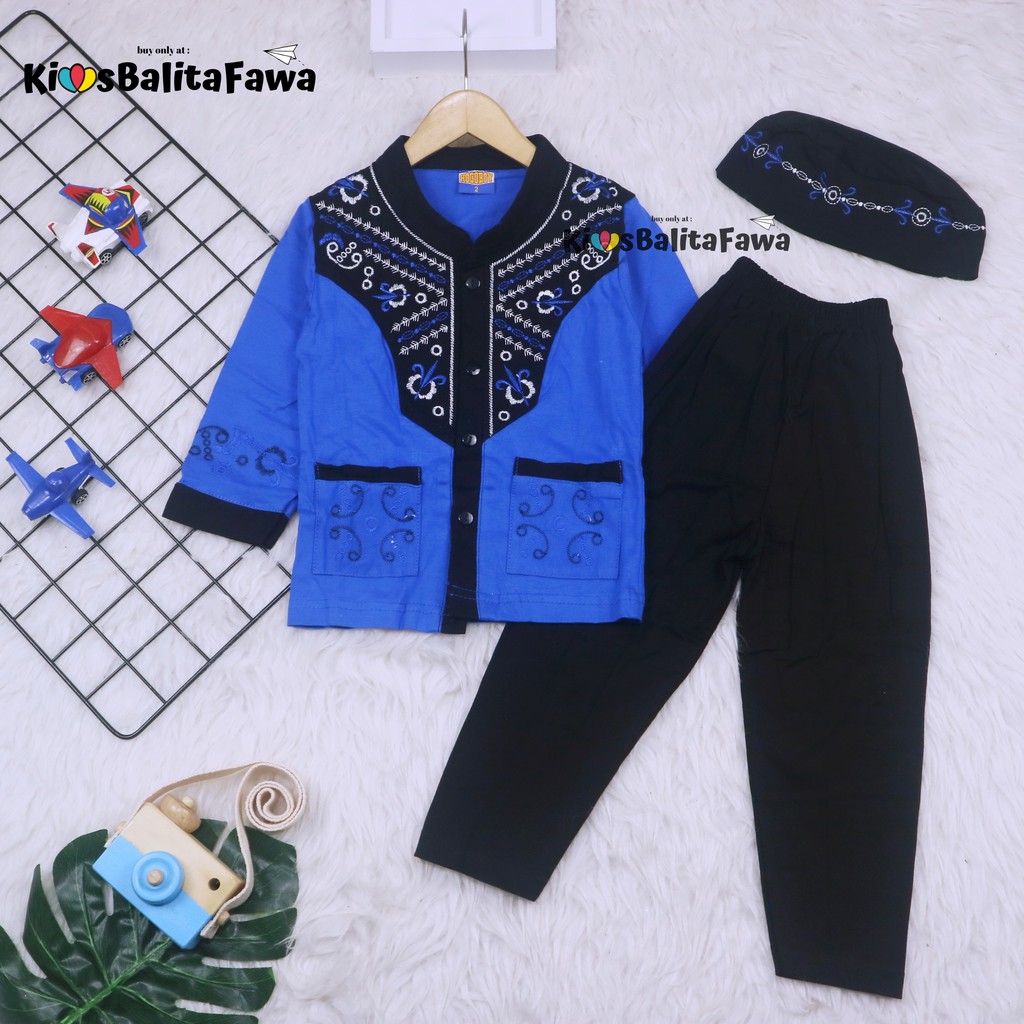 Baju Koko Kurta uk 1-2 tahun / Setelan PREMIUM BORDIR Muslim Anak Laki Laki Polos Turki Bayi Balita