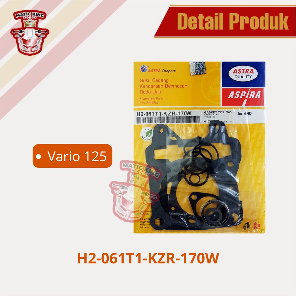 Paking gasket topset Honda Vario 125 Fi Techno asli ASPIRA H2-061T1-KZR-170W