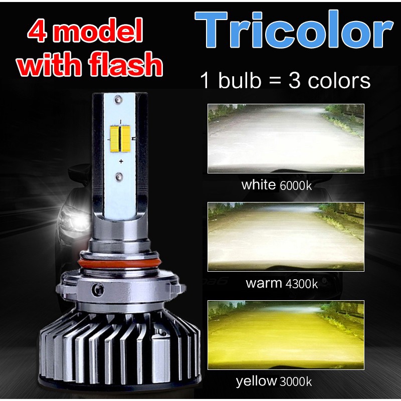 Tri-color F2 headlight LED headlamp H11 H3 fog lamp H7 H1 H8 fog light H4 9006