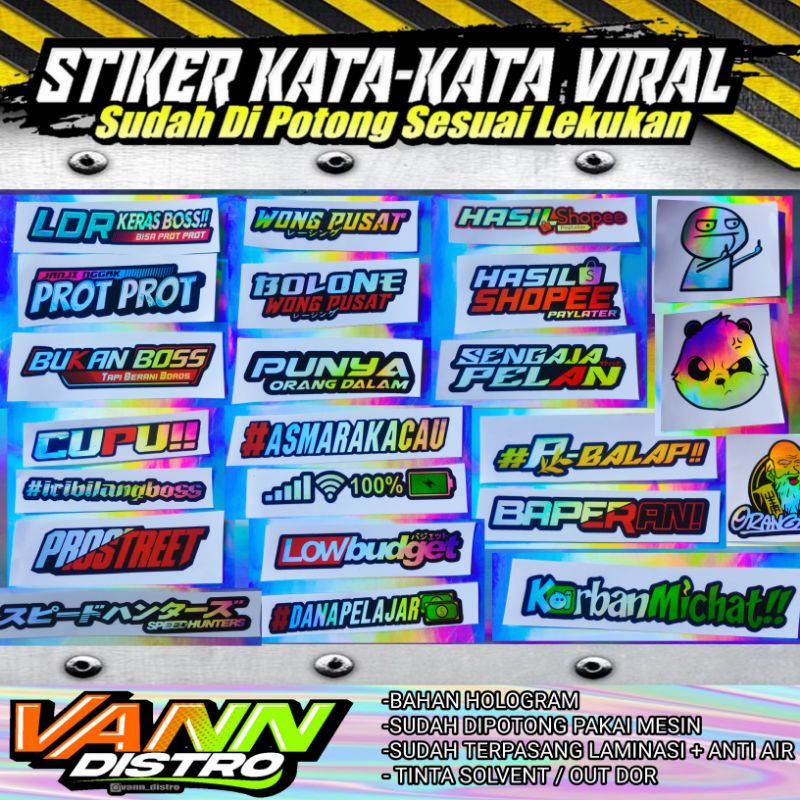 sticker kata kata / sticker hitz / sticker viral / sticker lucu / sticker racing / (BAHAN HOLOGRAM)