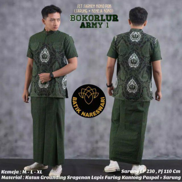 Set Sarung Kemeja Sarkem Sarung Batik Sarung Dewasa Motif Ori Solo Seragaman Batik Solo