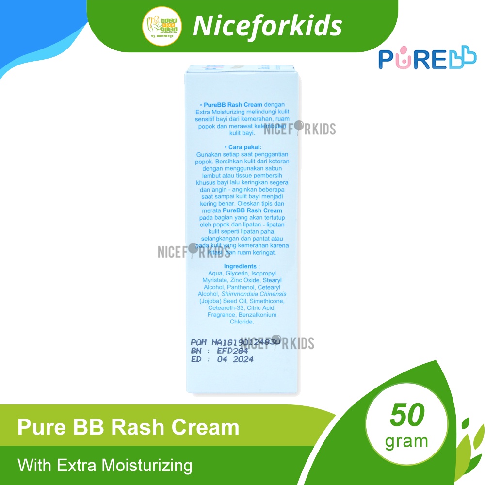 Pure Baby Rash Cream 50gr / Pure BB Krim Ruam Bayi 50gr