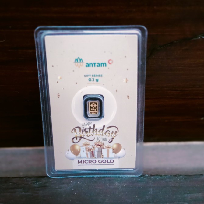 Micro Gold Emas Kita 0,1 Gram 0.1 Gr Resmi Antam x Hartadinata Gift Series Ulang Tahun Happy Birthda