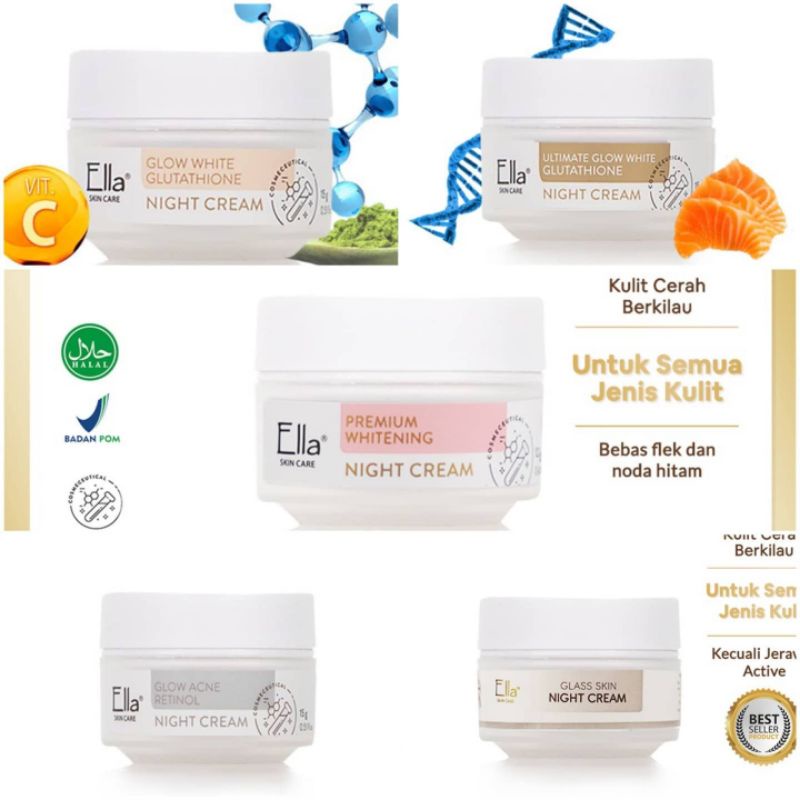 night cream ella skincare / cream malam ella all varian free konsultasi