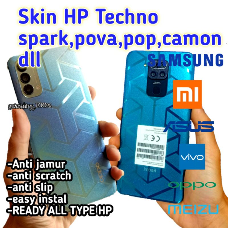 garskin hp anti jamur techno pova /spark /camon /phantom /pop glitter Transform