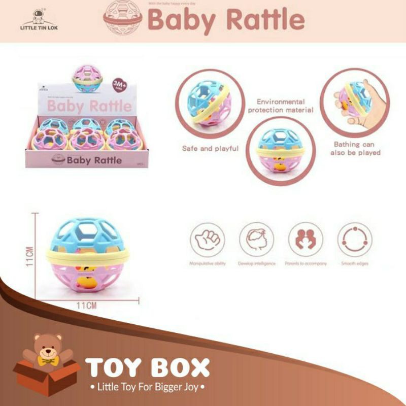 Shake Rattle &amp; Roll Ball / Mainan Kerincingan Model Warna-Warni untuk Bayi