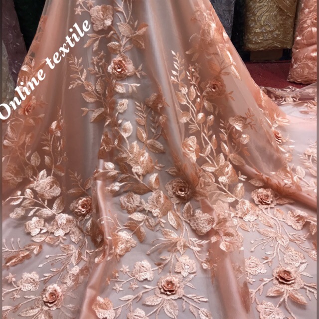 MURAH!! Kain bahan Tulle 3d mutiara / bahan brokat 3d mutiara.