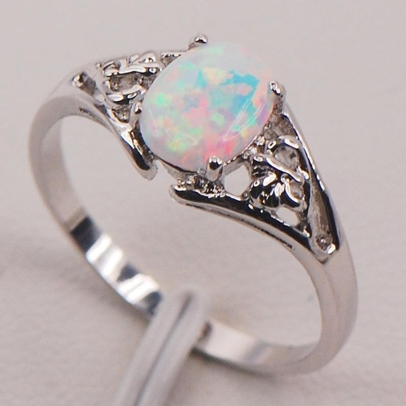 SEUSUK  Cincin Perhiasan Batu Opal Putih Api untuk Pernikahan / Pertunangan / Hadiah COD