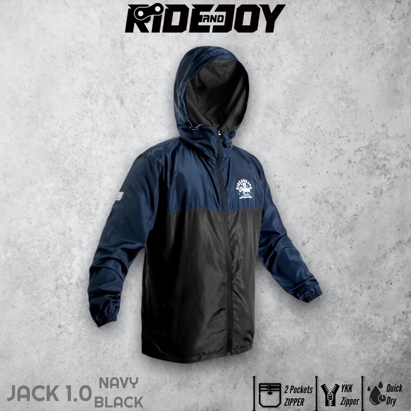 JACK1.0 NAVY BLACK - Jaket Outdoor olahraga sepeda santai windbraker non waterproof MTB Downhill End