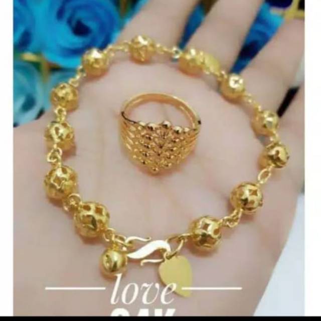 Xuping gelang dan cincin lapis emas 24k 1100h