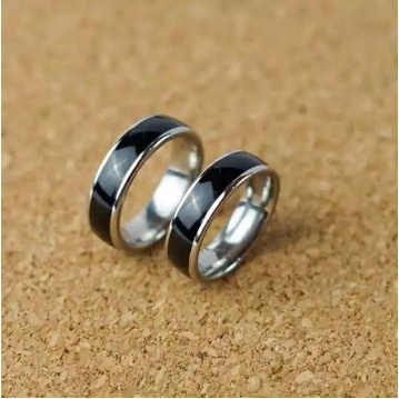 CINCIN MURAH / Cincin titanium/couple epoxy MINI list putih hitam / BISA COD ( BAYAR DI RUMAH ) TOKO IMAH