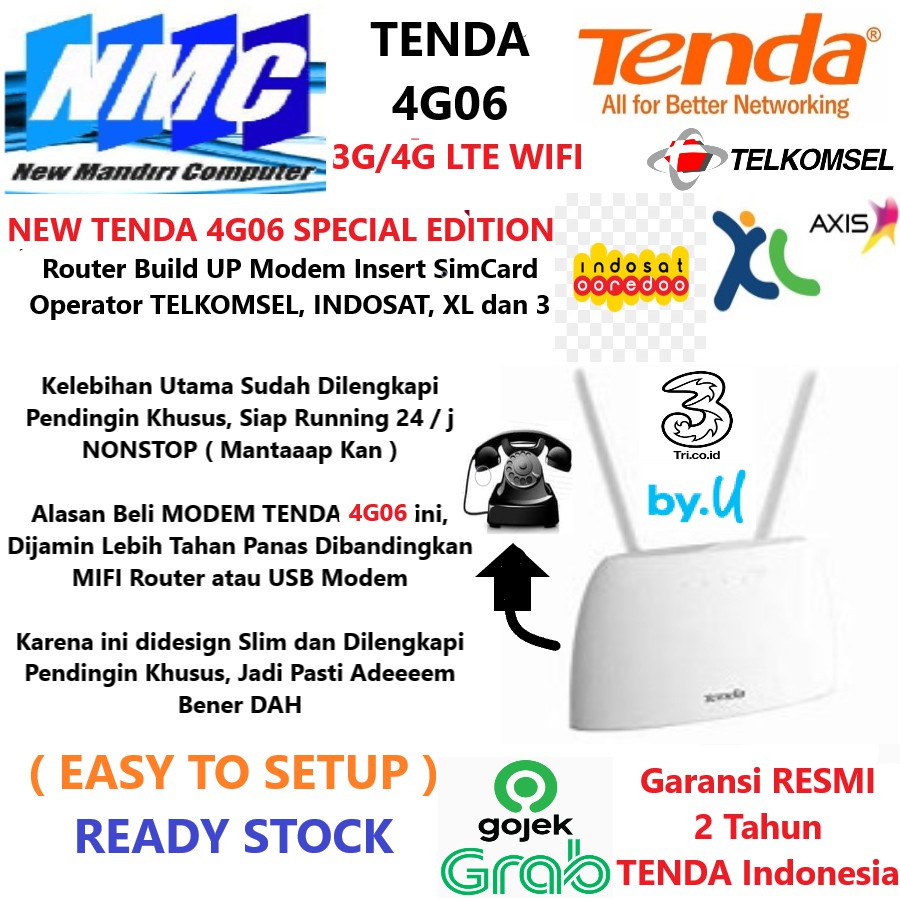 Tenda 4G06 4G-06 Modem 3G/4G N300 Wi-Fi 4G VoLTE Router New Gen 4G680