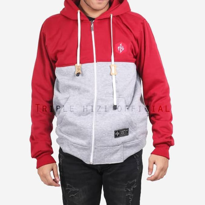 JAKET ZIPPER TRIPLE HIZI NAVY MAROON