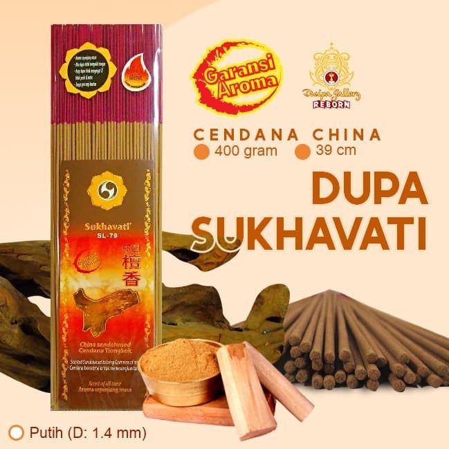 Dupa/Hio Wangi Sukhavati Cendana China 39 cm 300 gram Putih (1.4 mm)