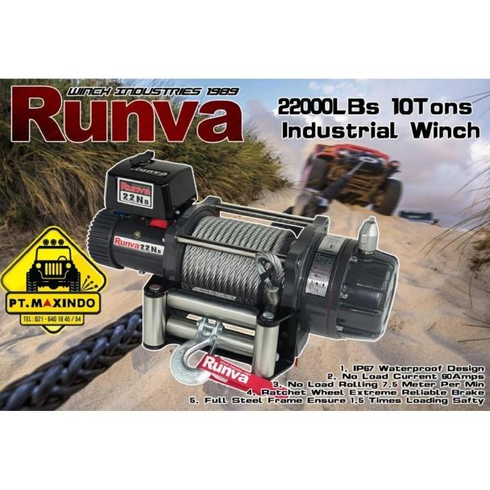 Runva 22Nb Electric Winch 24 Volt Kapasitas 10 Ton Heavy Duty