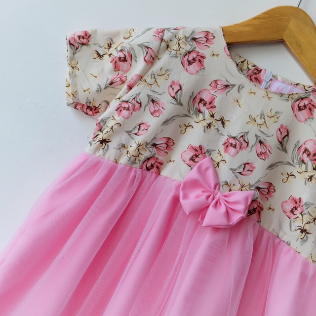 TUTU DRESS ANAK DUSTY SOFT PINK KATUN JEPANG