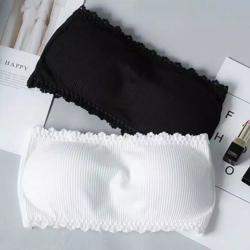 HC Bra Wanita Crop Top Bahan Halus Renda 6401 Bra Kait Simple Import Murah Bra Kemben Tanpa Tali-2