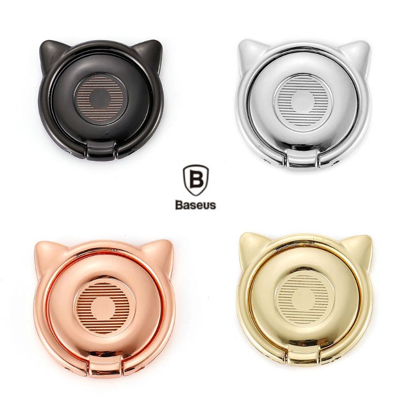 Baseus Ring Holder HP Universal Bentuk Kucing Lucu Bahan Metal