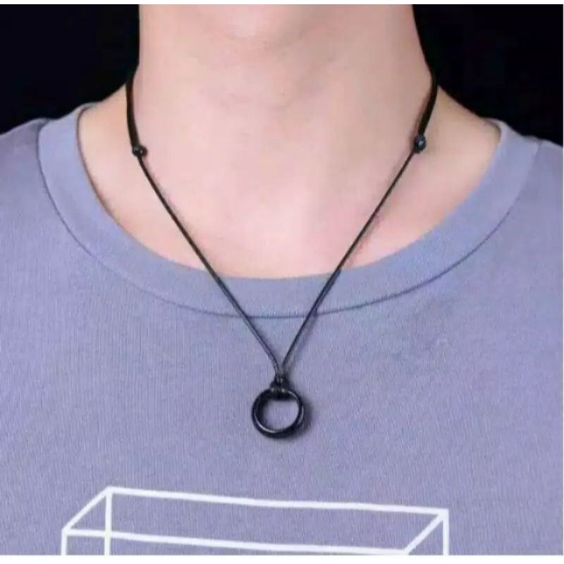KALUNG PRIA TALI HITAM LIONTIN CINCIN/KALUNG PRIA RING