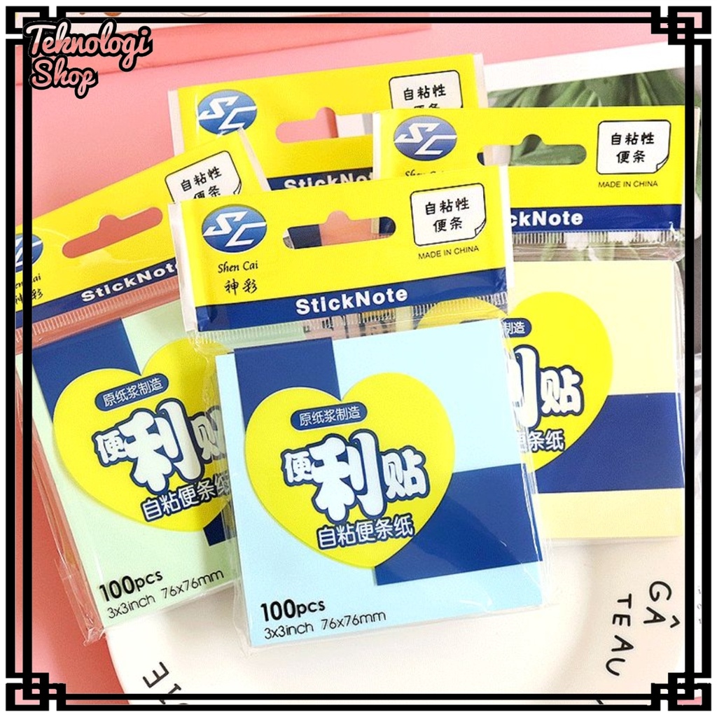 Memo Sticky / Sticky Note / Kertas Memo Polos 4 warna