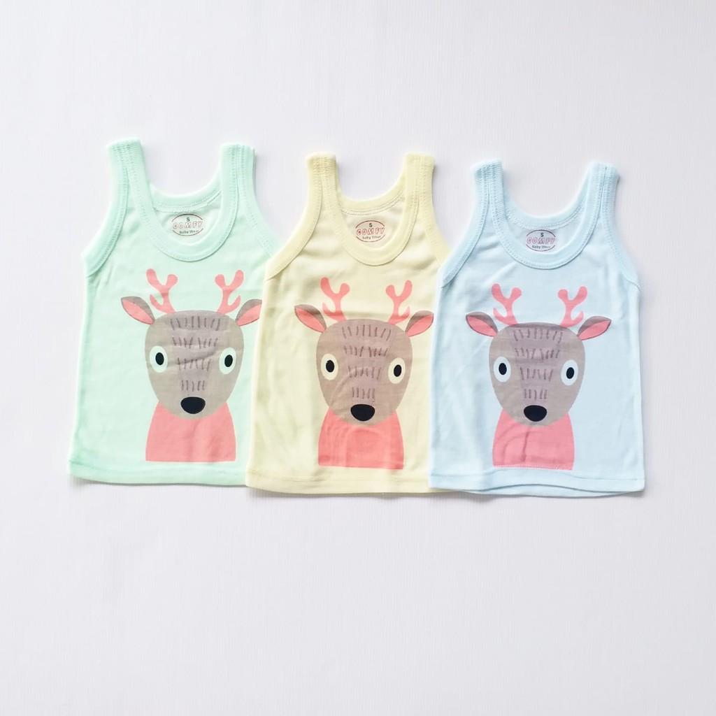 Plazababyku KAOS SINGLET MOTIF WARNA ANAK kaos dalam oblong anak laki2 dan perempuan newborn-3th