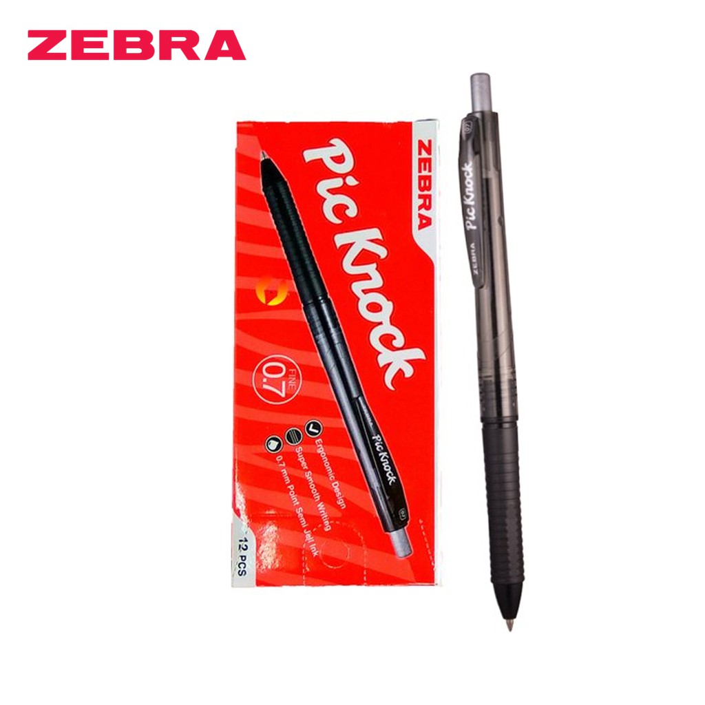 

Pulpen / Pen Zebra Pic Knock 0.7mm (12pc) - Hitam