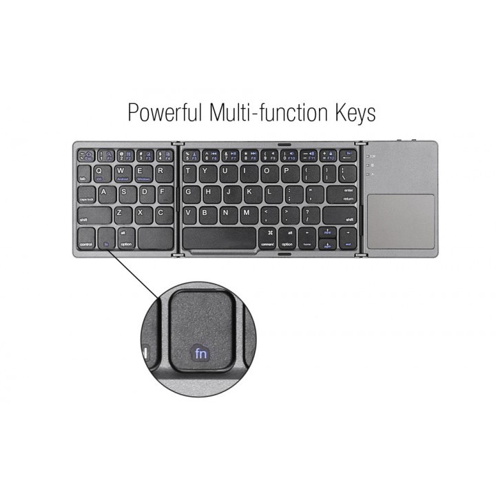 B033 - Three Layers Generic Mini Bluetooth Foldable Keyboard with Touchpad For Windows Android IOS