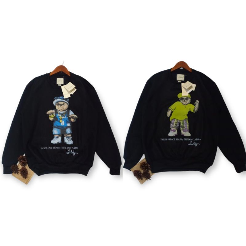GUCCI BEAR HITAM | SWEATER CREWNECK PRIA