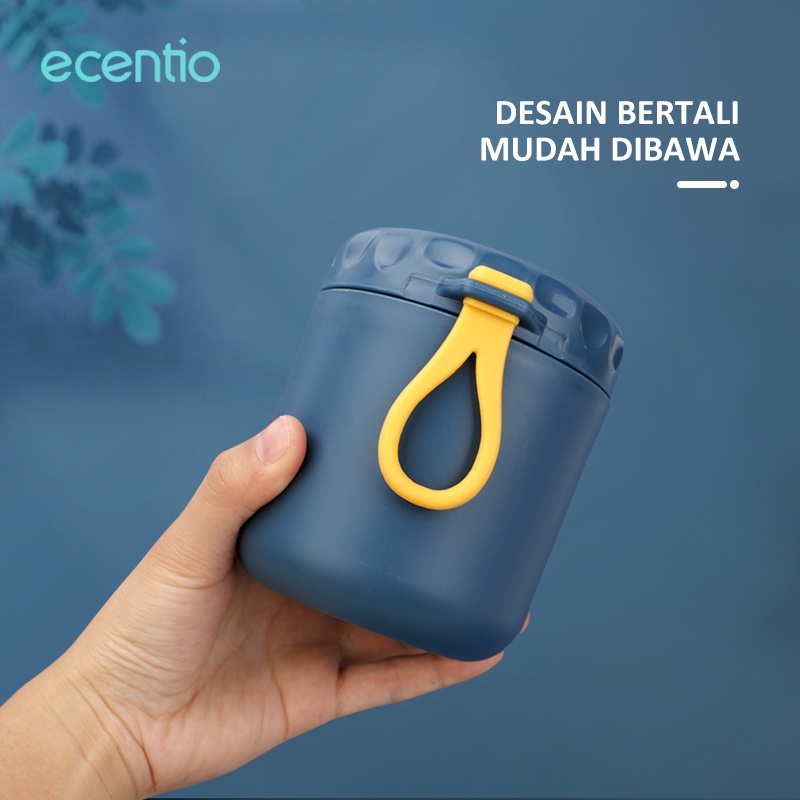 ecentio kotak makan set 1.1L tempat makan set free sendok wadah saus cangkir sup plastik anti tumpah dan tas bekal lunch bag