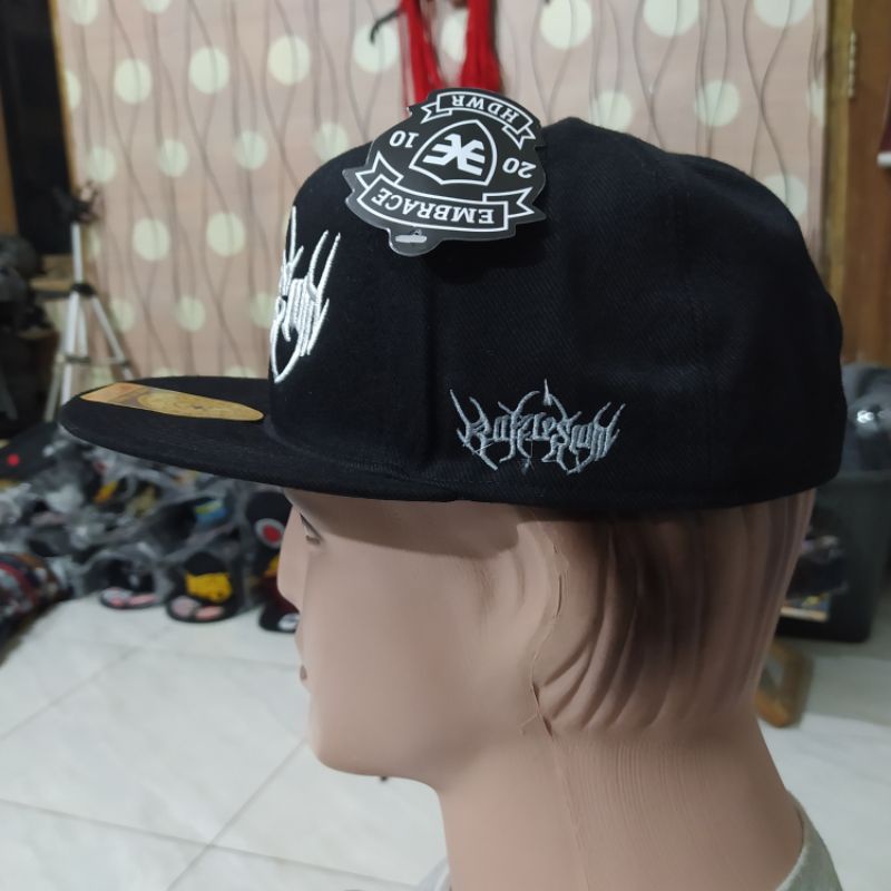 Topi Snapback metal distro pria Bordir siam