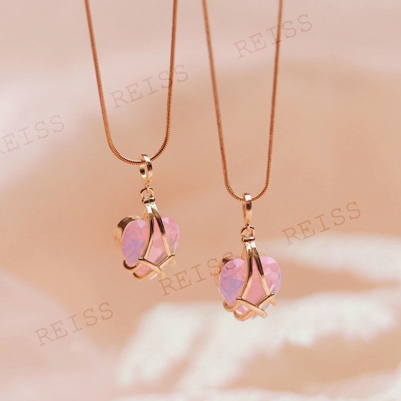 Kalung Rantai Emas 18k Dengan Liontin Hati Hias Batu Zircon Kubik Hypoallergenic 398n Untuk Wanita