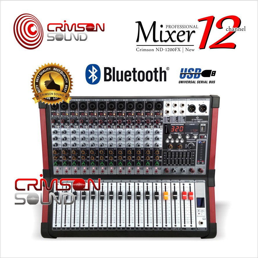 MIXER CRIMSON 12 Channel BLUETOOTH 320 DSP ND-1200FX
