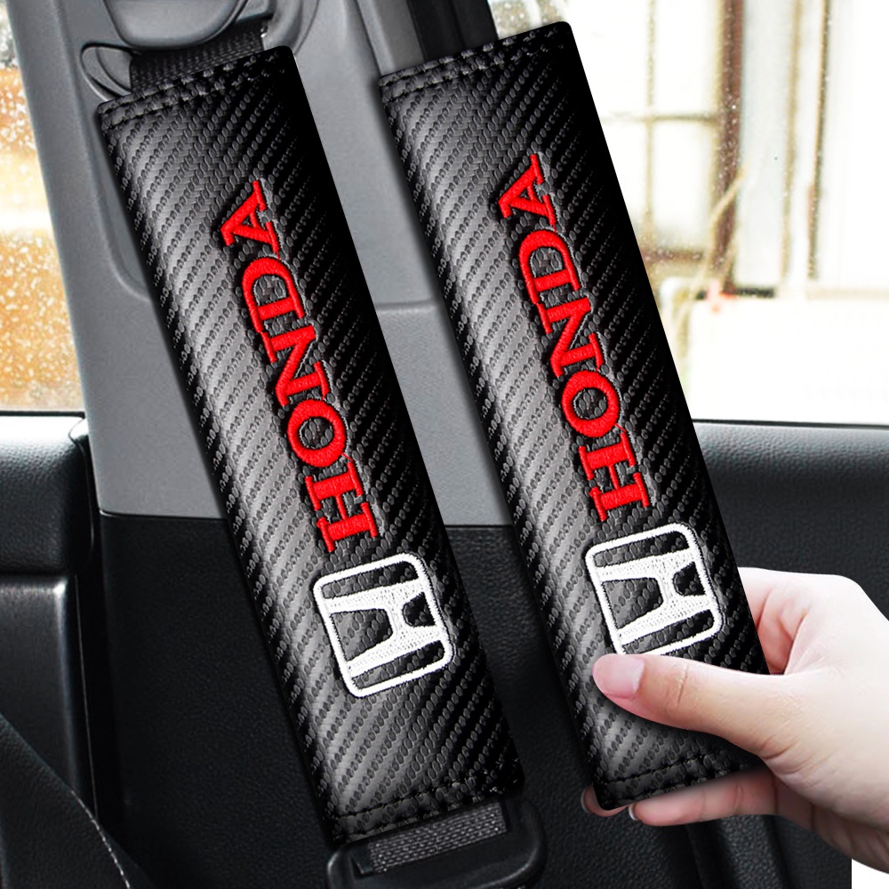 2pcs Cover Sabuk Pengaman Mobil Bahan Carbon Fiber Untuk Honda Mugen Power City Civic BRV Jazz Crv Hrv Fit odyssey