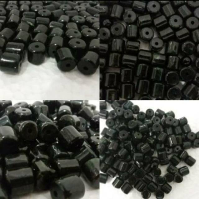 Butiran tasbih Giok Black Jade Aceh Nempel Magnet Tembus Senter Perbutir